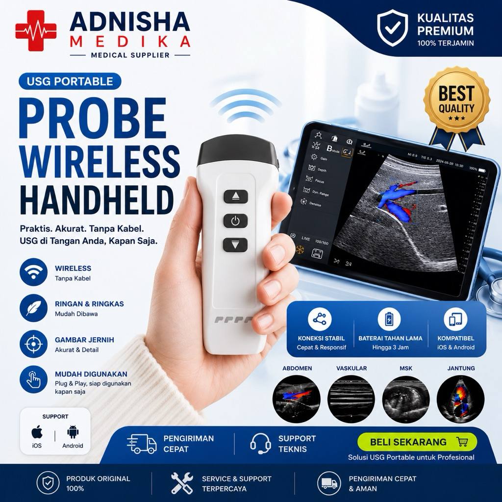 USG PORTABLE Wireless Probe Handheld DW-X1 Convex & Linear Untuk IOS & ANDROID