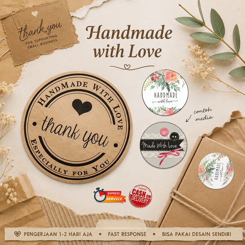 [170 pcs] Stiker handmade / Homemade with love Cromo / stiker bulat