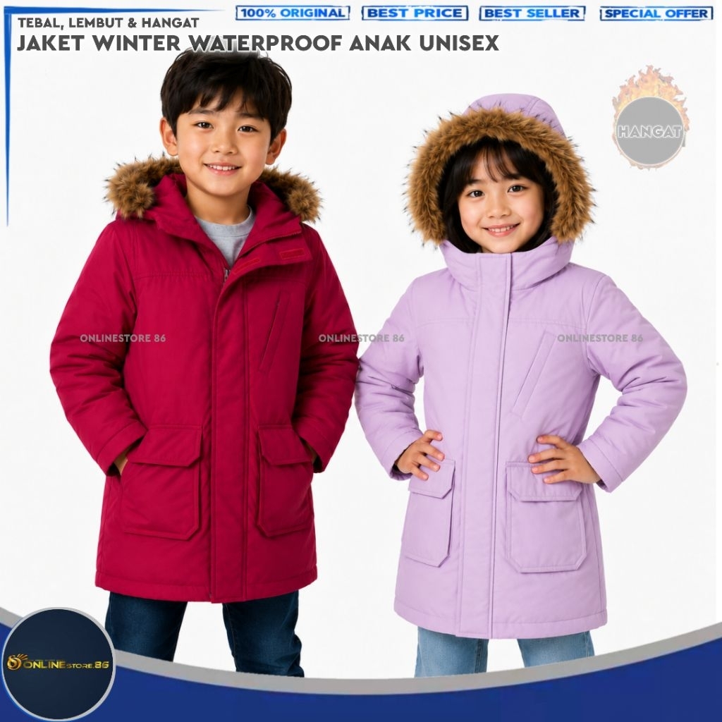 Jaket Winter Anak Musim dingin - Coat / Jacket Unisex Waterproof - Jaket Anak Perempuan Laki2 Cewek 