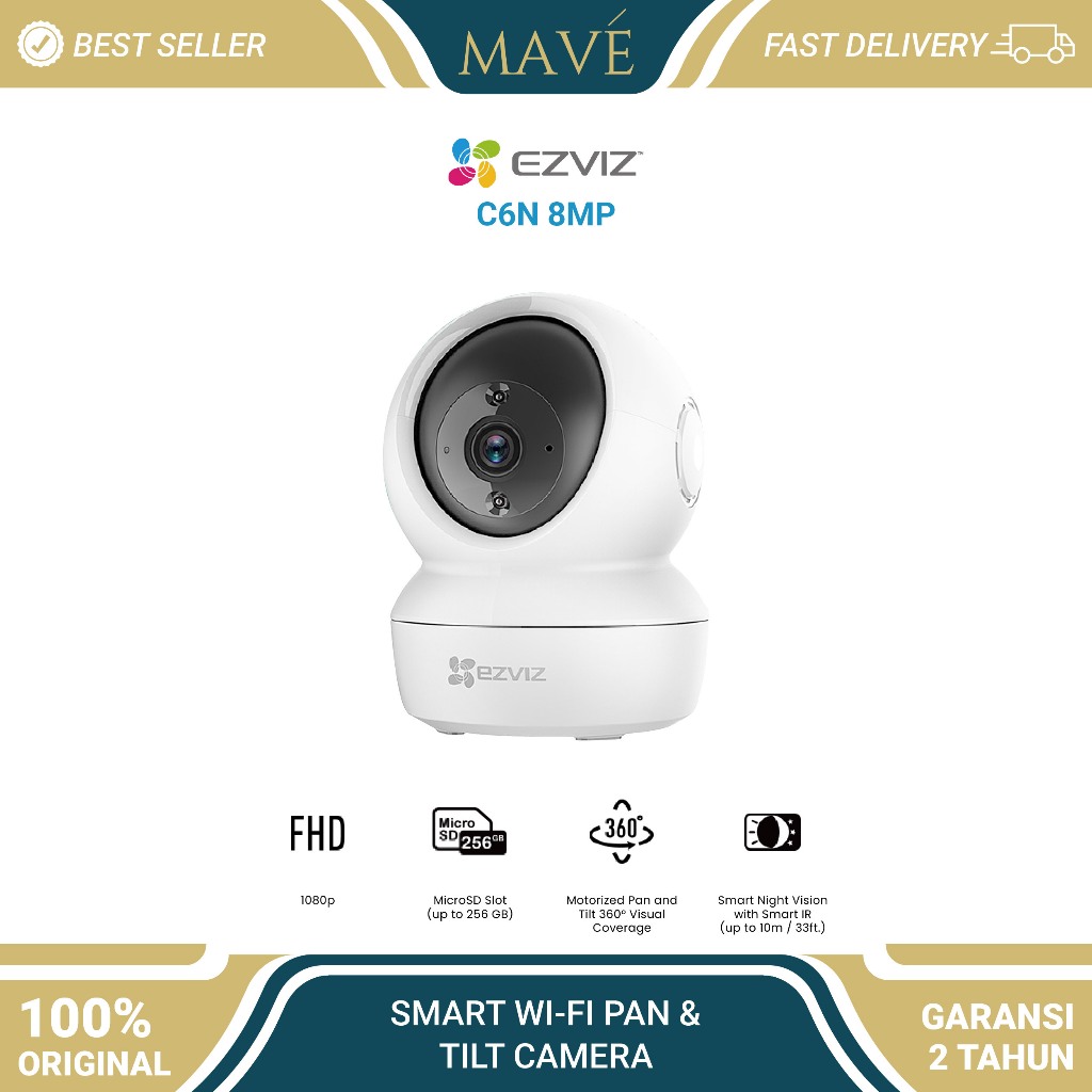EZVIZ C6N Smart Wi-Fi Pan & Tilt Camera - 8MP