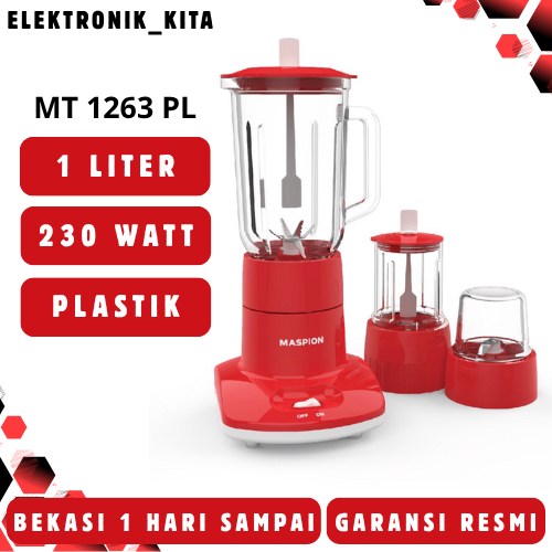 MASPION BLENDER 1 LITER PLASTIK MT-1263 PL MT1263PL MT-1263PL MT 1263 PL LOW WATT GARANSI RESMI