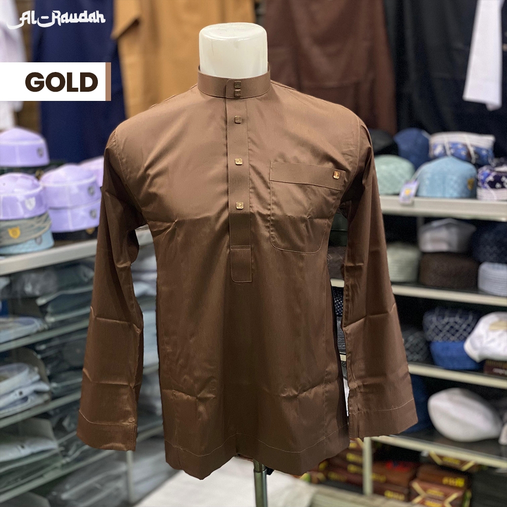 Baju Koko Pria Lengan Panjang, Model Semi gamis, Bahan Katun Saudi - Brand Al Raudah