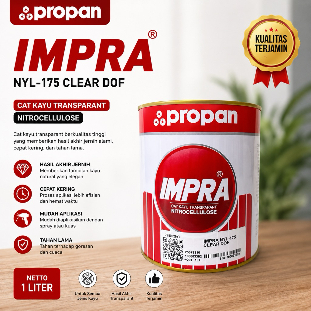 IMPRA NYL 175 CLEAR DOFF 1 LITER | IMPRA NYL-175 Clear Dof 1L | Clear Kayu Transparan Doff | Cat Kay