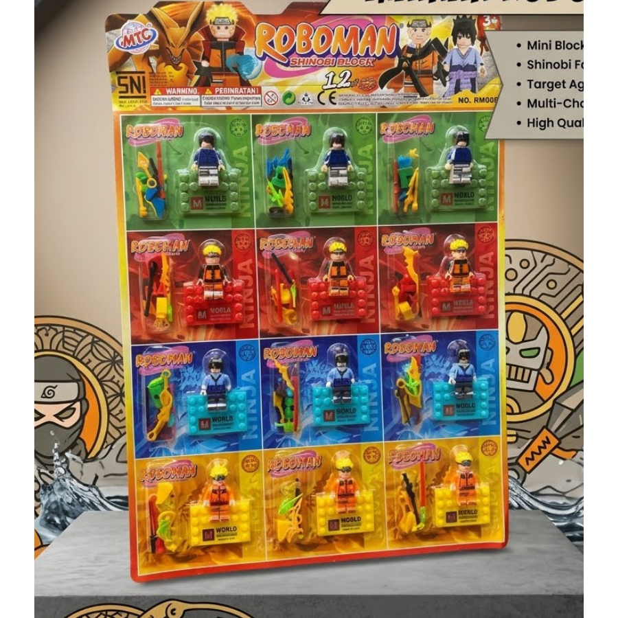 MAINAN  ANAK SET ISI 12 PCS ROBOMAN NINJA FIGURE BOX  MIKA HERO SUPER ACTION NARUTO BISA COD