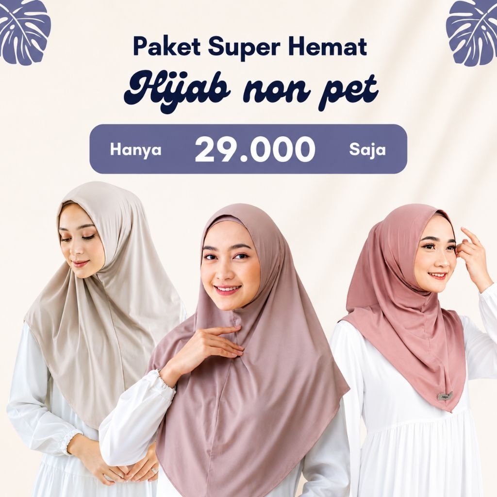 Kerudung non pet viral instan Hijab Adem Bergo premium Buat Daily/COD free ongkit