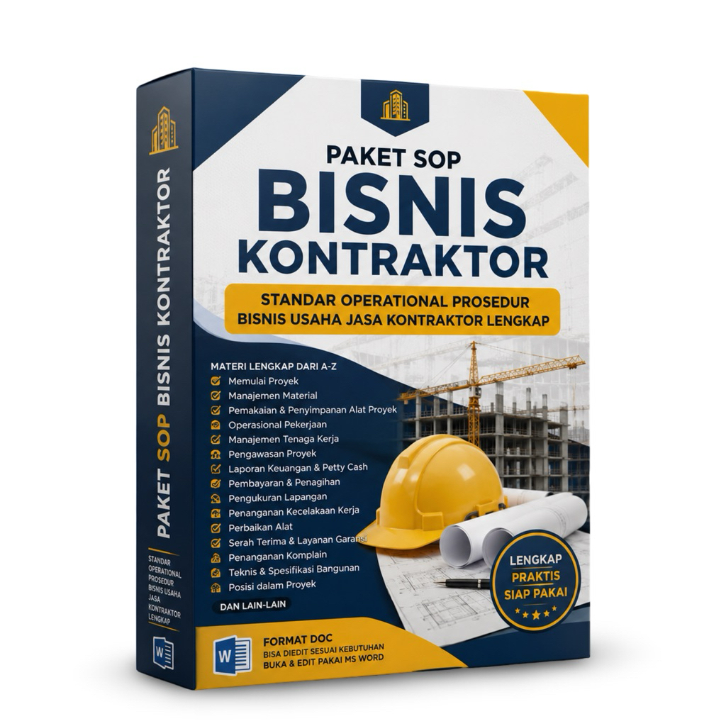 Paket SOP BISNIS KONTRAKTOR: Standar Operational Prosedur Bisnis Usaha Jasa Kontraktor Lengkap
