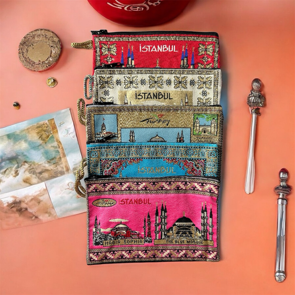 Pouch Kain Vintage Turki | Dompet Kecil Etnik | Mini Pouch Wanita Motif Istanbul Turki