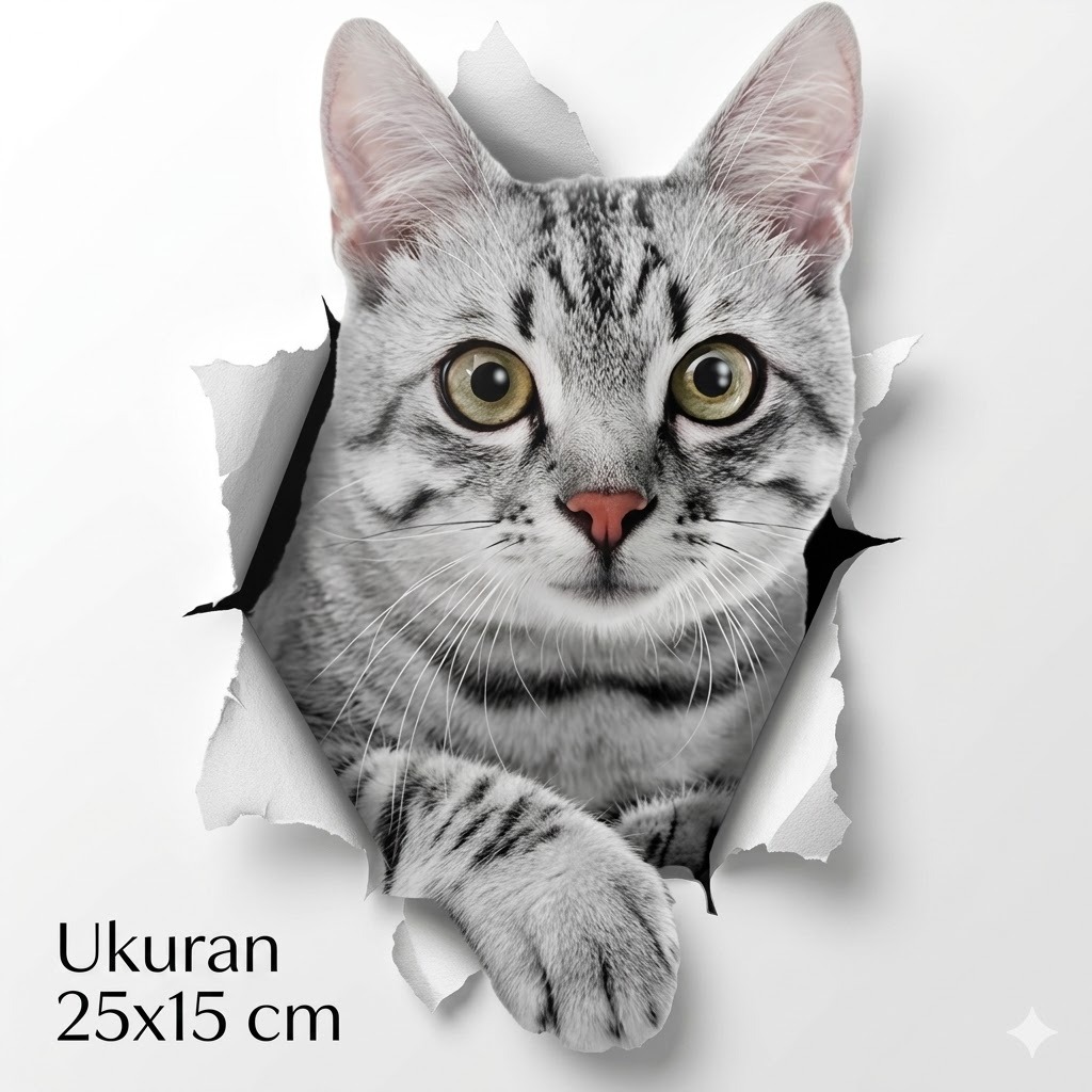 Stiker Kucing 3D Mengintip Lucu Aesthetic Lentur Dekorasi Kamar Tidur Sticker Tembok Anti Air dan Bo