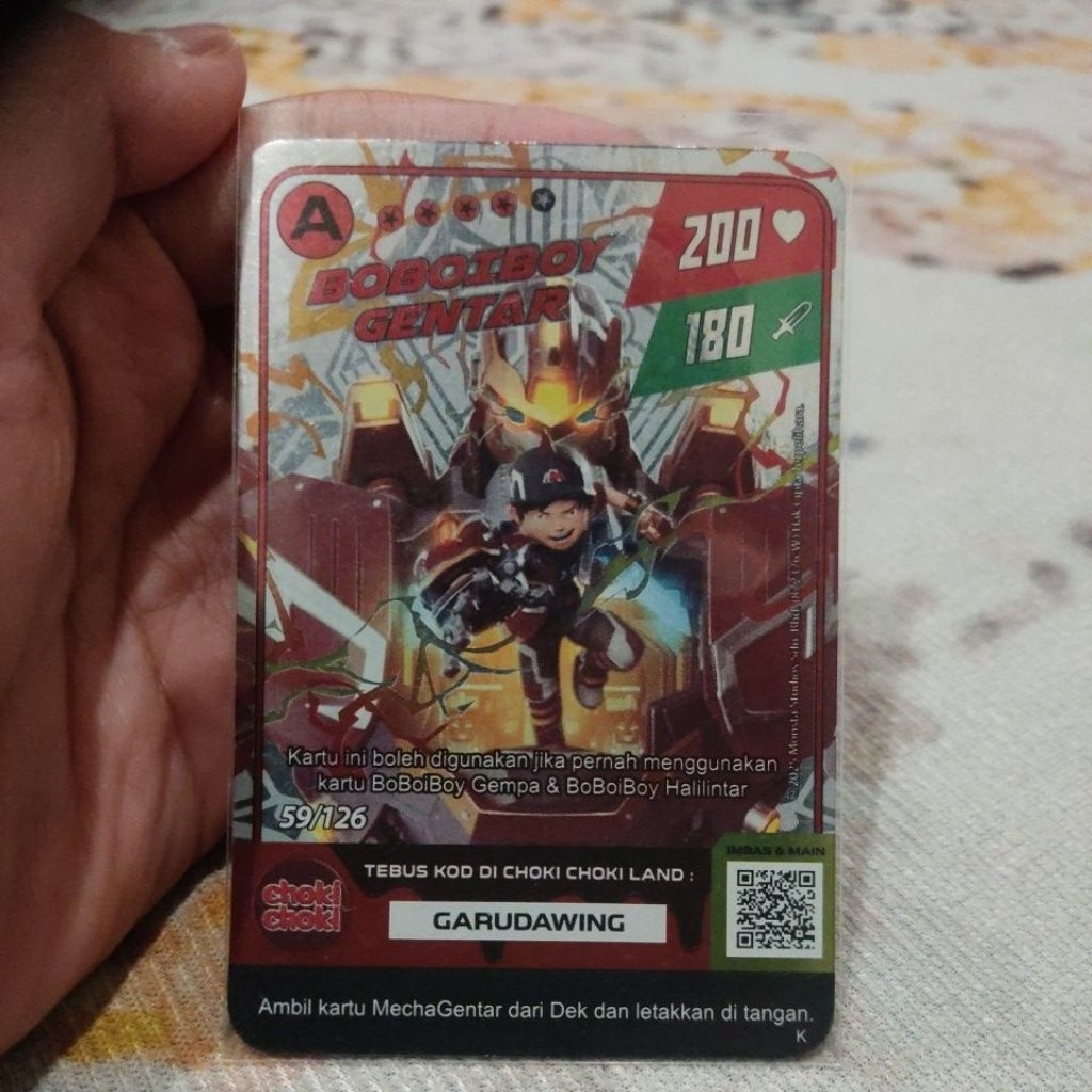 Mainan Koleksi Kartu Boboiboy holo A Boboiboy Gentar