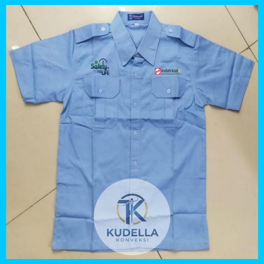 INDAH KIAT Kemeja Indah Kiat Biru Muda PDH Lengan Pendek Pria