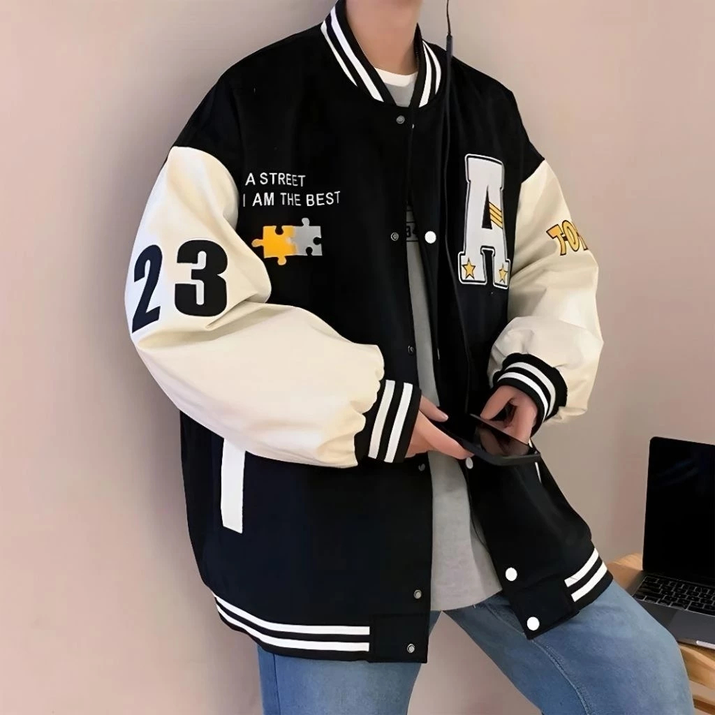 Korean jaket baseball varsity Inisial A  unisex  S-6XL flece premium .Jaket baebal varsity INISIAL A