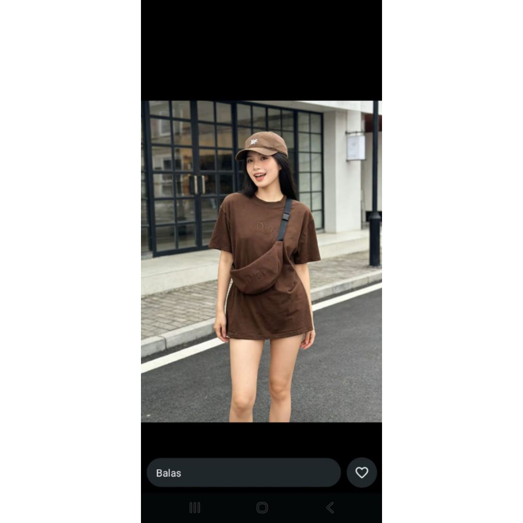 KAOS DIOR OVERSIZE WANITA +TAS