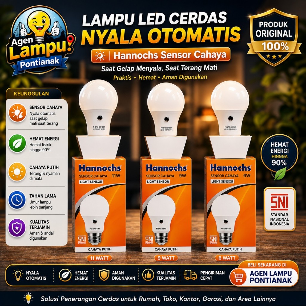 Lampu LED HANNOCHS Sensor Cahaya