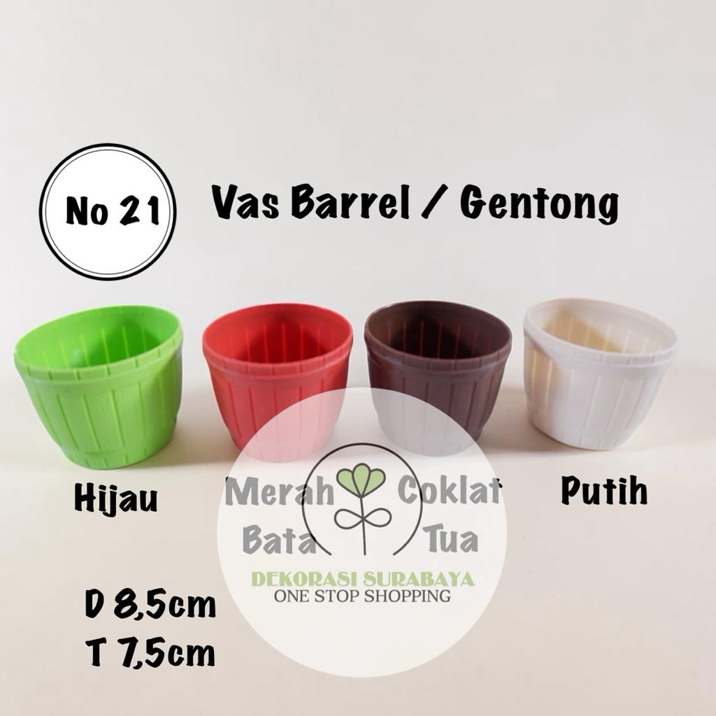 Dekorasi Taman Vas / Pot Bunga Plastik Gentong / Barrel (No 21)