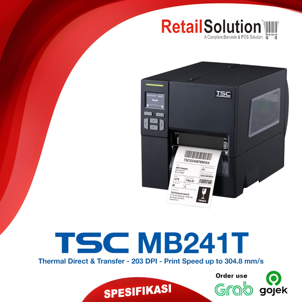 Printer Barcode Label Industri 203 DPI - TSC MB241T MB-241T MB241 MB-241
