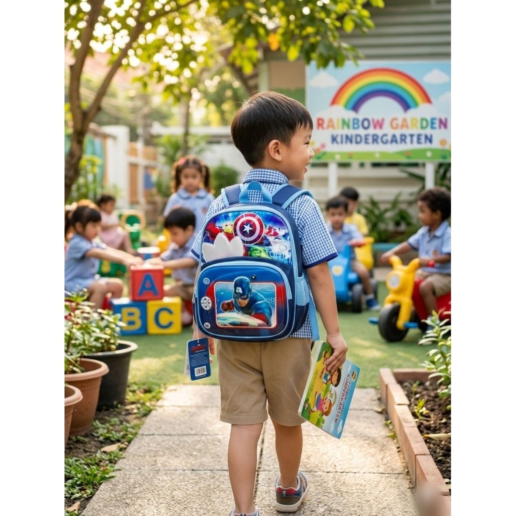 Italy Bags - Tas Ransel Anak Alto Captain America 3D Import Waterproof Sekolah TK SD