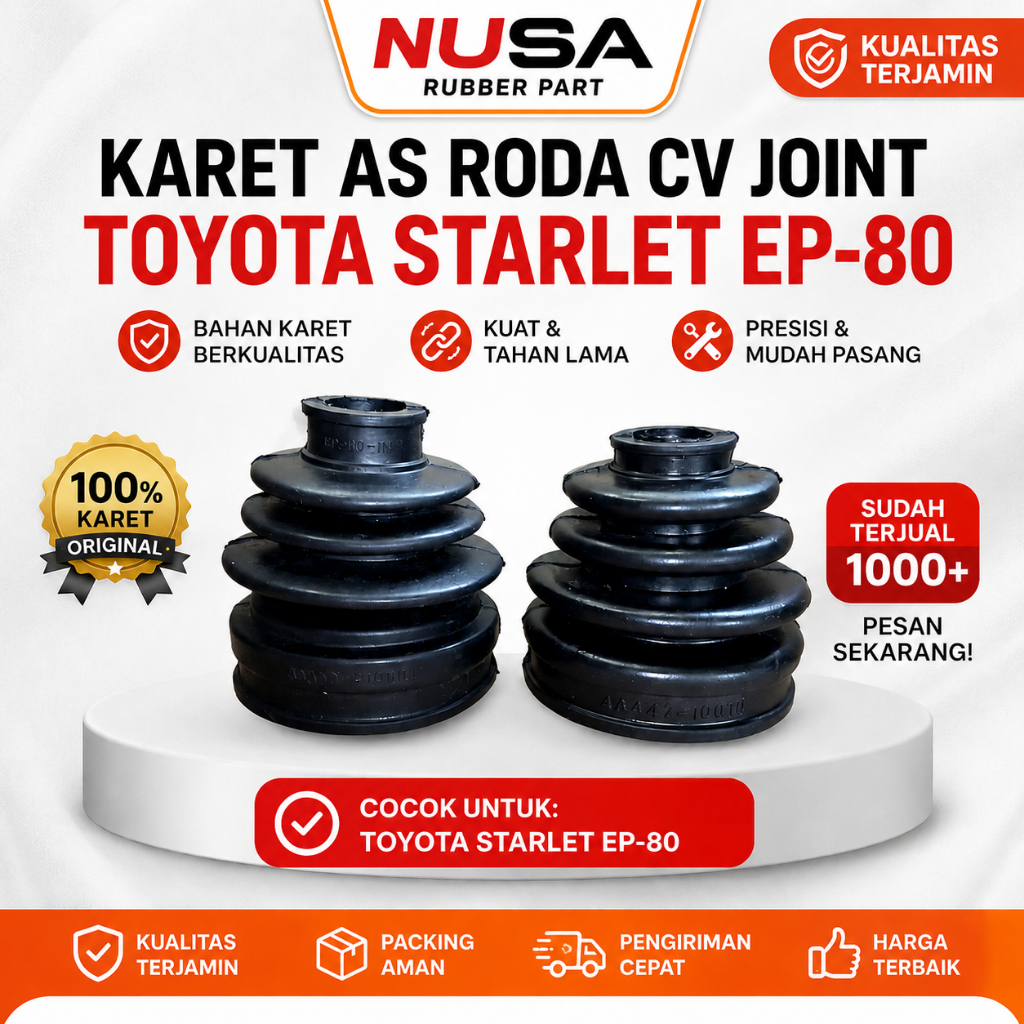 Karet As Roda CV Joint Toyota Starlet EP80 | Boot CV Joint Starlet EP-80 Premium Nusa Rubber Part