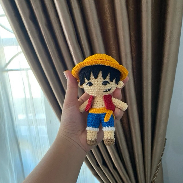Luffy Amigurumi - Luffy Crochet -Luffy Rajut - Luffy Bagcharm - Gantungan Tas Luffy- Gantungan Kunci