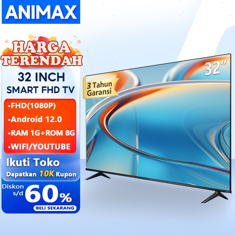 PROMO Animax Sakura Smart TV LED 32 INCH TV Digital 32 Inch Televisi LED Murah FHD Youtube Wifi WEB 