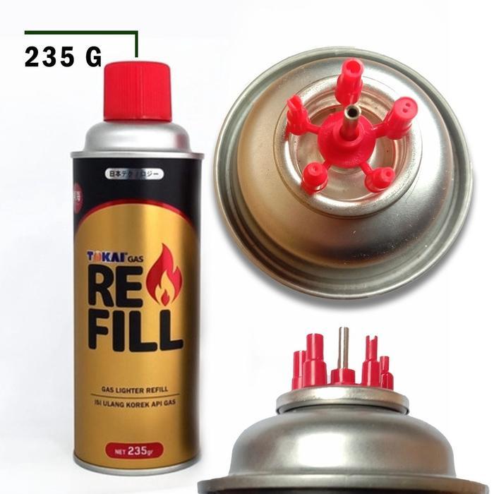 TOKAI Gas Refill 235gr Original - Isi Ulang Korek Api Gas, Torch, Las Mini, Kompor Camping Butane