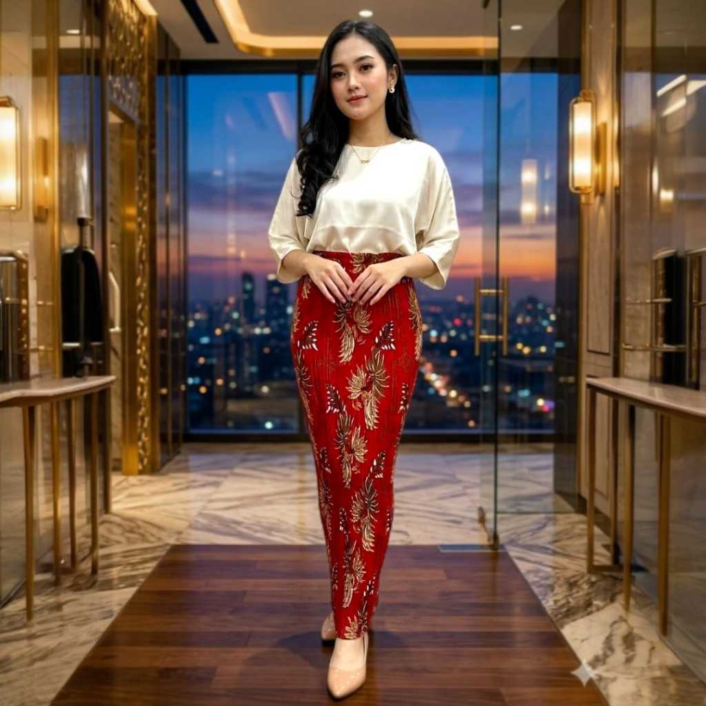 Rok Plisket Batik Modern Bawahan Kebaya Wisuda / Rok Kebaya Kain Plisket Prisket Instan Premium