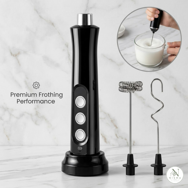 Milk Frother Mini Hand Mixer 3in1 Pengocok Telur Elektrik Pembusa Susu Adonan Kue Charger Praktis