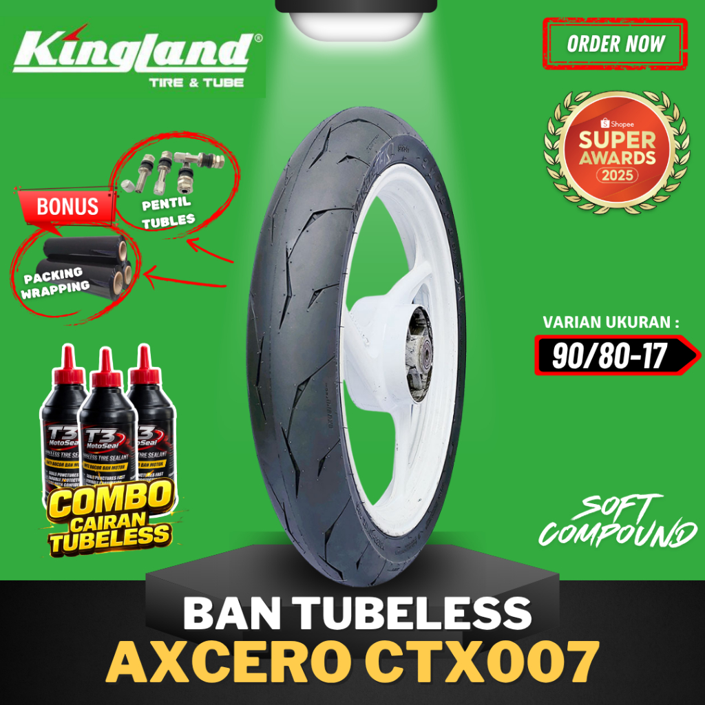 [READY COD] BAN KINGLAND AXCERO CTX007 ( 90/80-17 ) SOFT COMPOUND RING 17 / BAN BALAP SOFT COMPOUND 