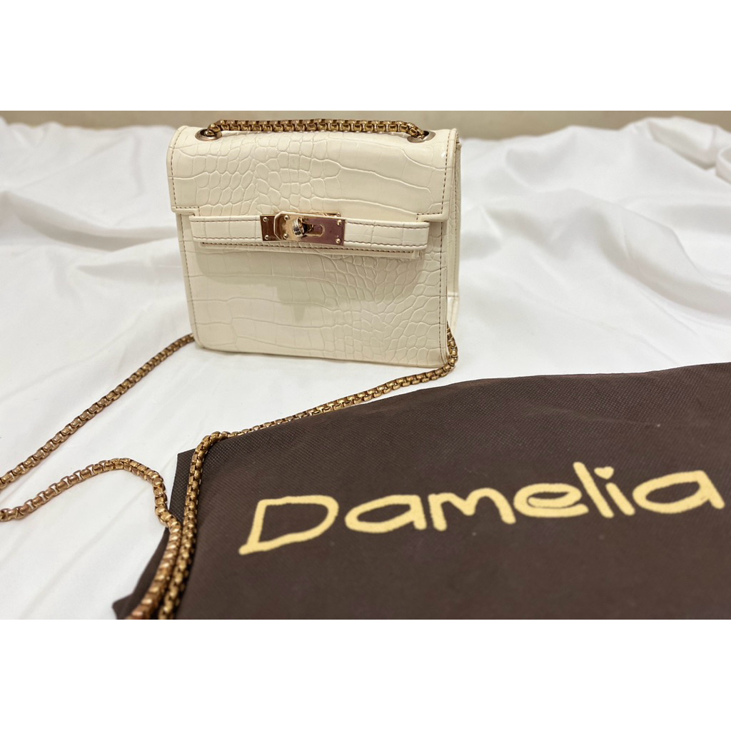 [PRELOVED] TAS DAMELIA CROCO PUTIH TALI RANTAI