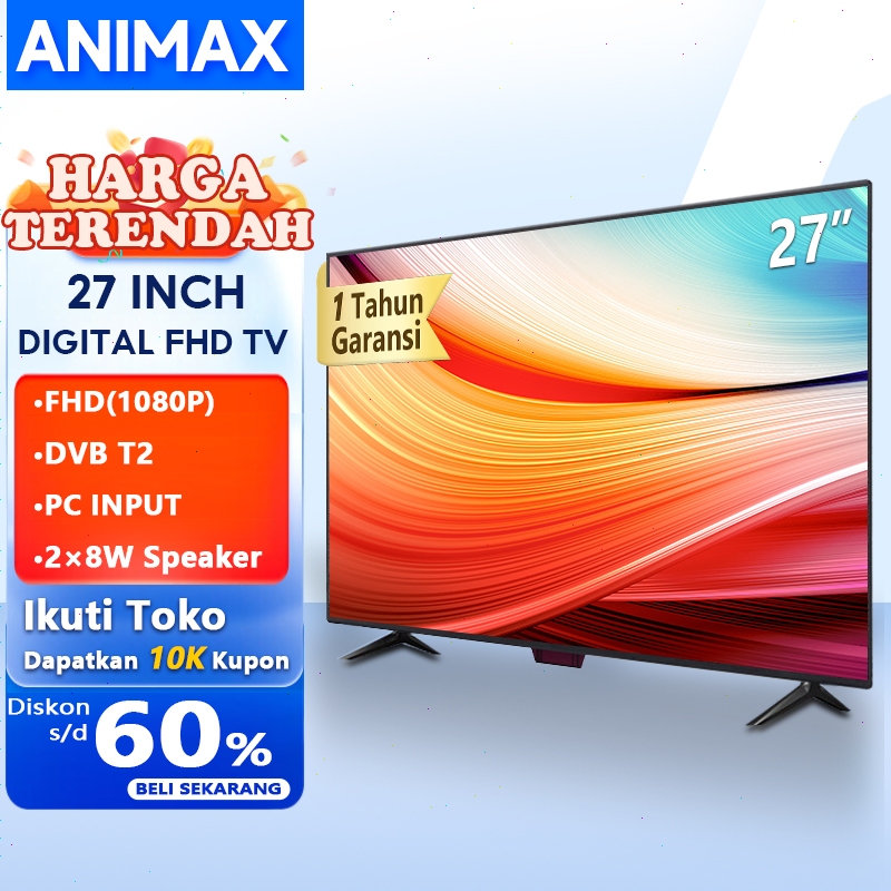 Animax Sakura tv led 27 inch tv digital 60Hz monitor komputer LCD, desktop kantor, gaming monitor la