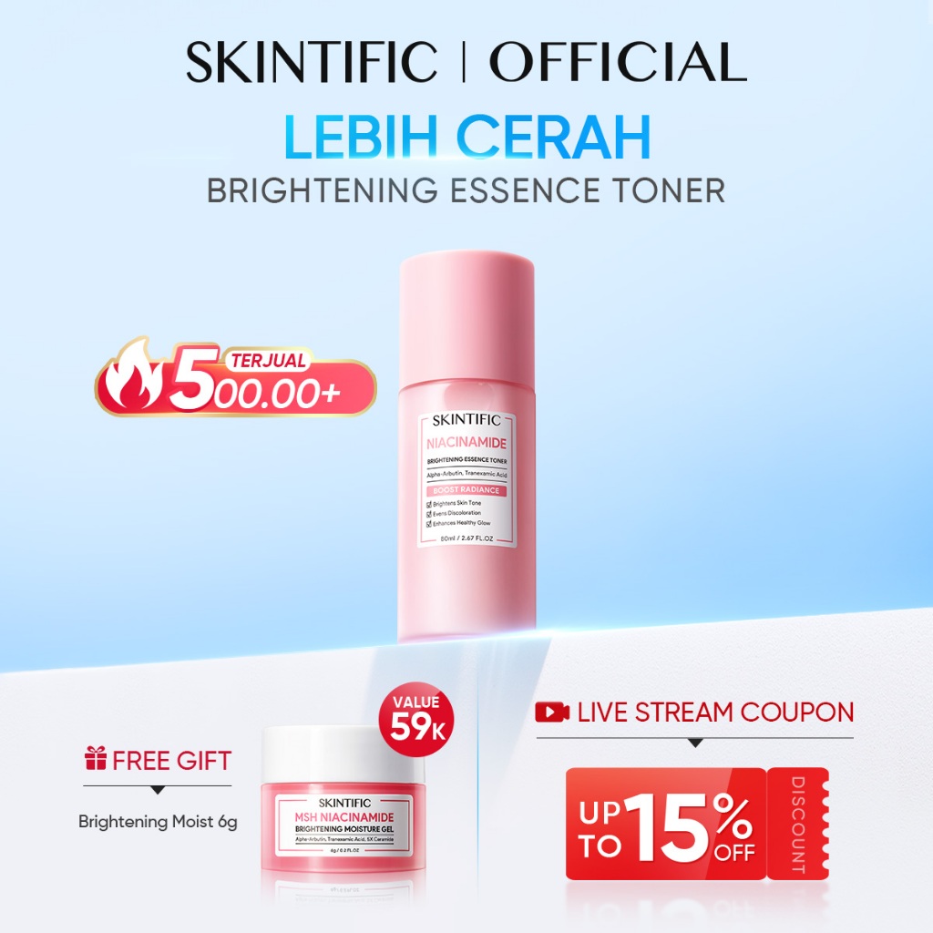 SKINTIFIC - Niacinamide Brightening Booster Essence Toner 80ml | Glowing Tranexamic Acid Eksfoliasi 
