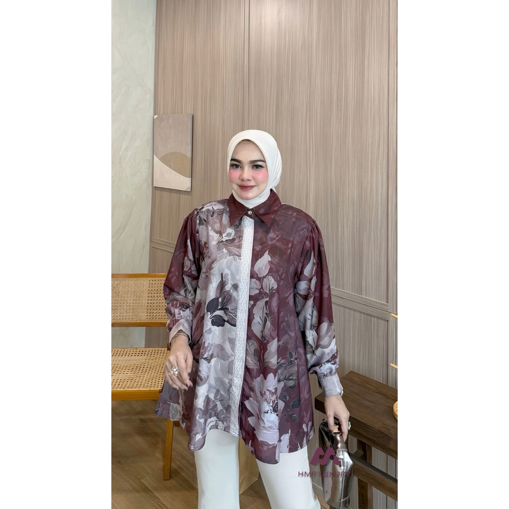 Atasan hmf luxury-  elliora  anggun shirt wanita viral kekinian hawa Hmf luxury / dumma Hmf luxury /