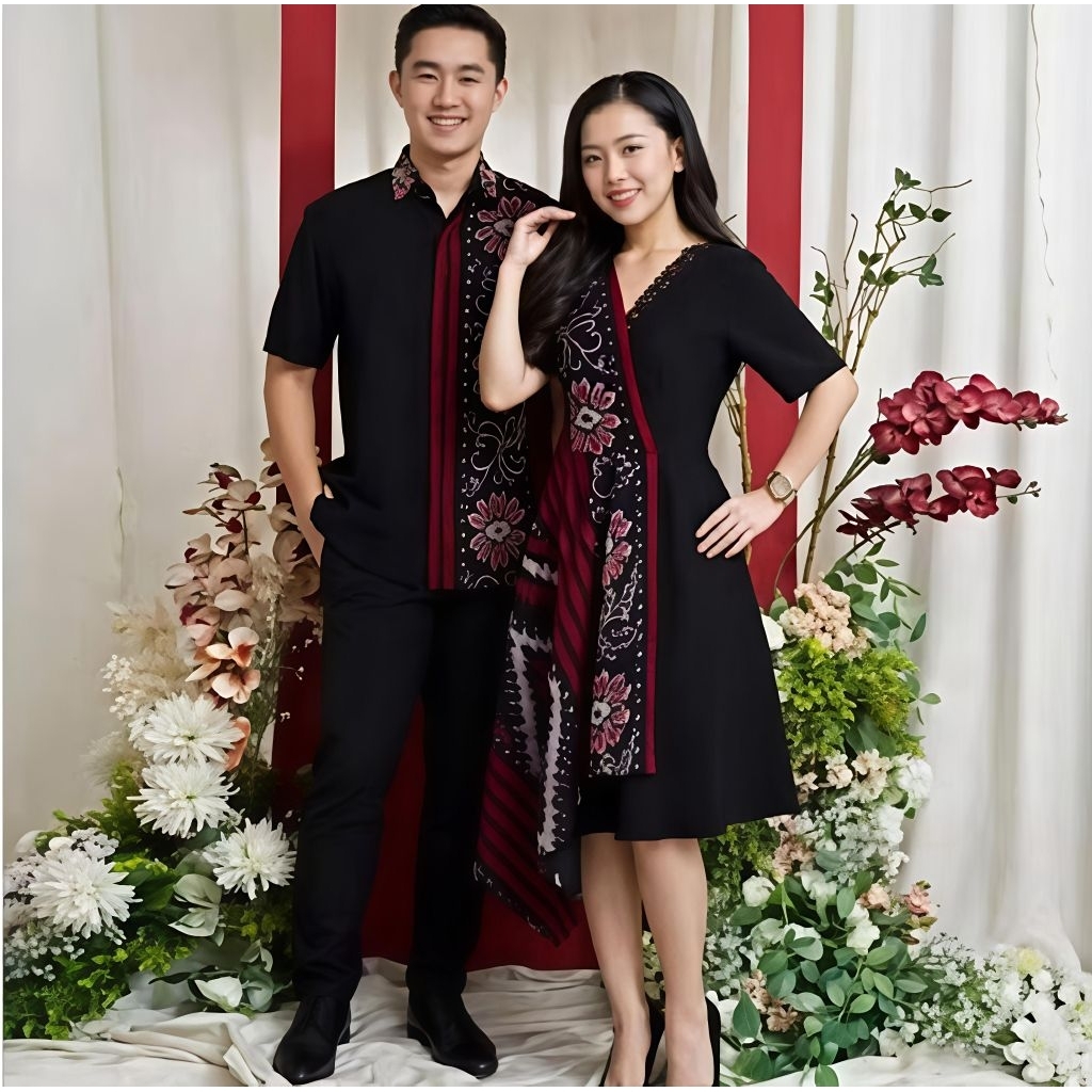 COUPLE TENUN KELUARGA ELEGAN MAWAR MERAH PREMIUM ASLI TENUN JEPARA
