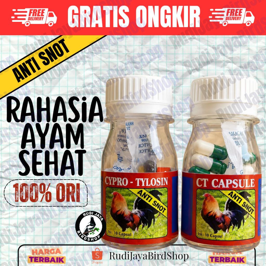 CIPRO TYLOSIN 10 KAPSUL CIPRO CIPRO-TYLOSIN OBAT AYAM SAKIT SNOT CRD NGOROK FLU LANGSUNG SEMBUH