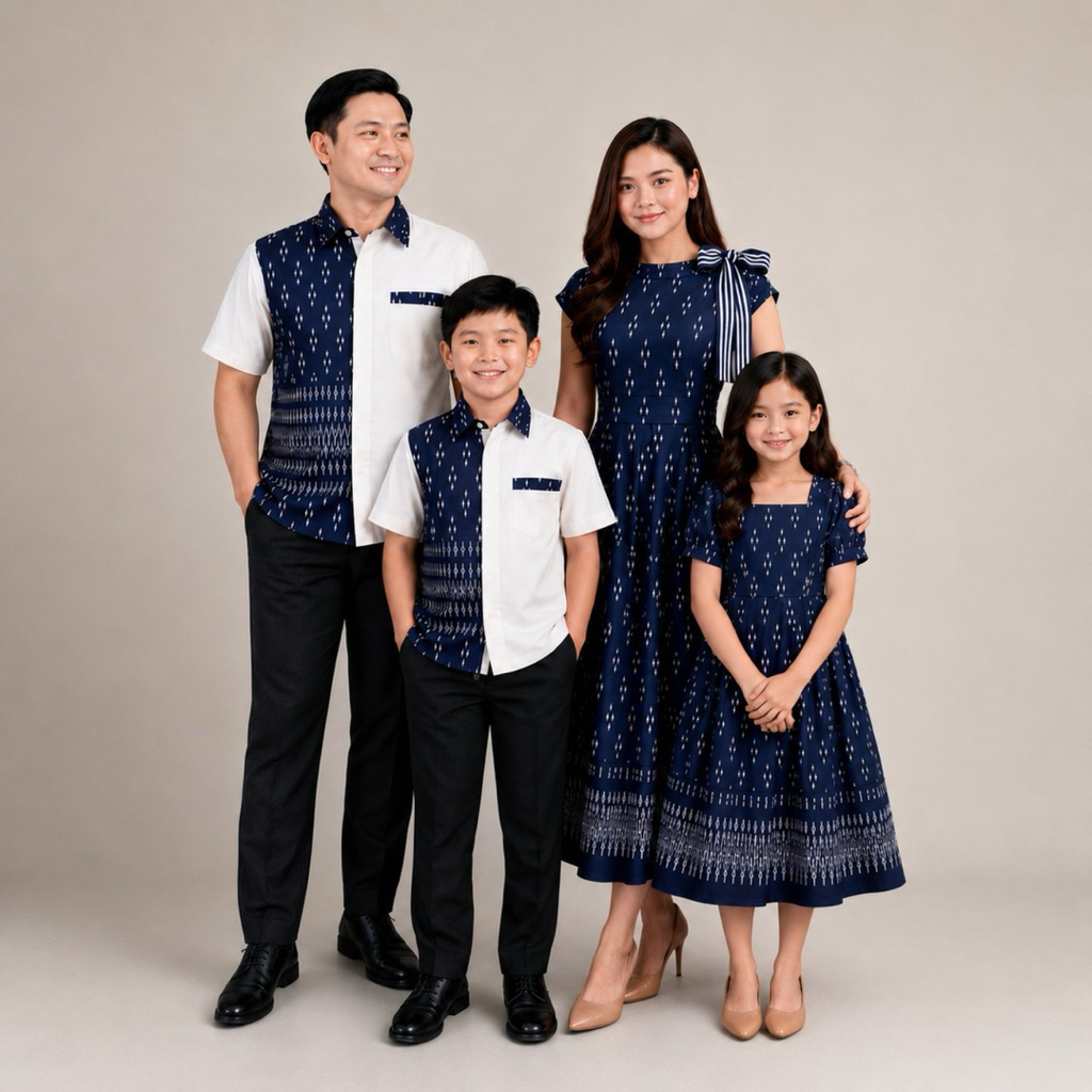 Celosia Navy tenun mik toyobo couple keluarga