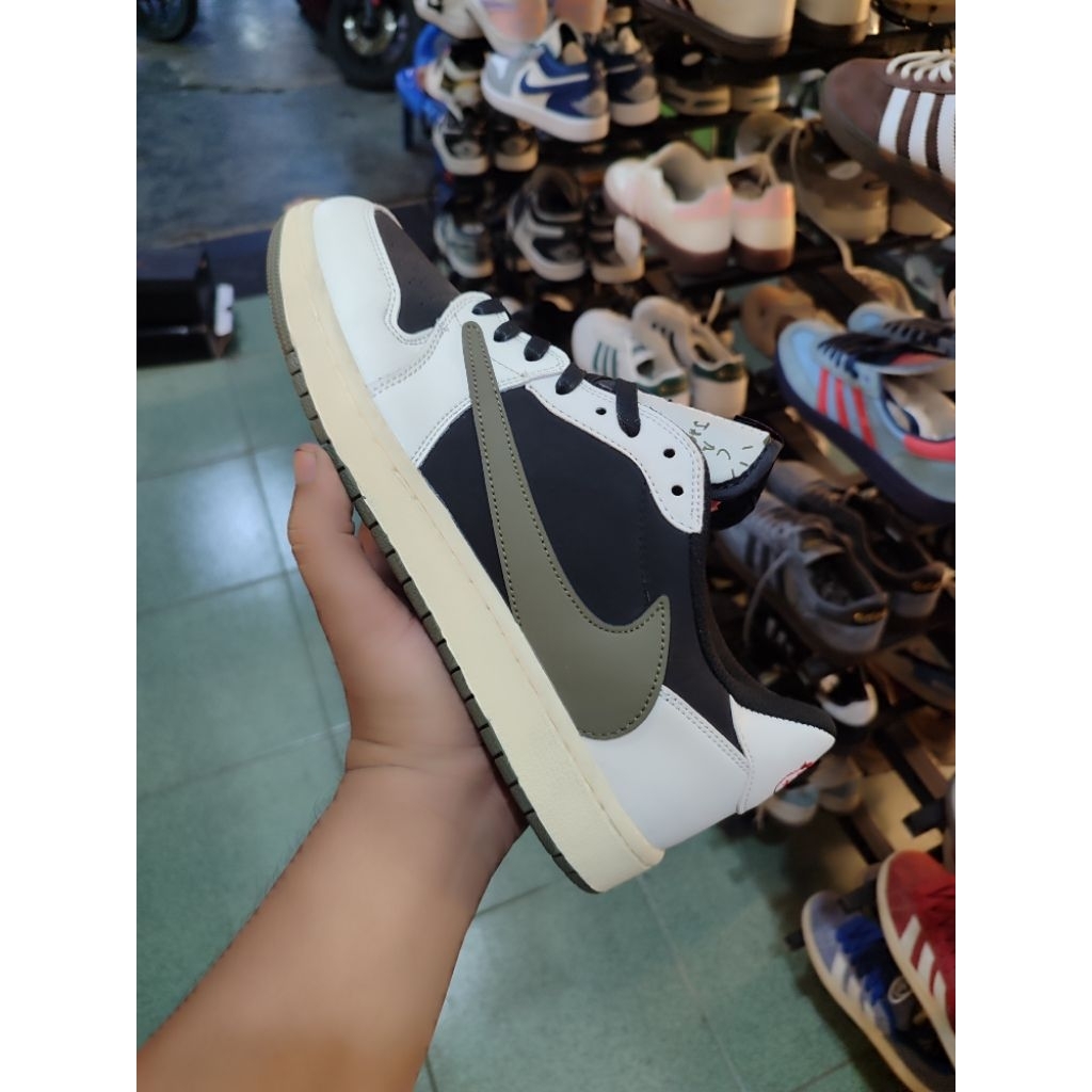 Sepatu AJ LOW Travis Scott Olive / Travis Scott Olive Real Pict