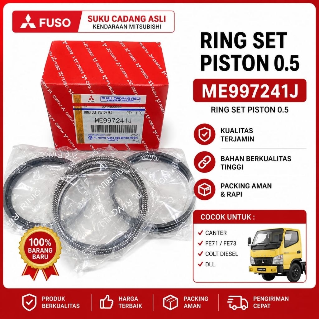 Ring Piston OV 0.5  Ring Seher Jepang Mitsubishi PS120 FE119 FE349 Colt Diesel Ragasa Cumplung Umplu