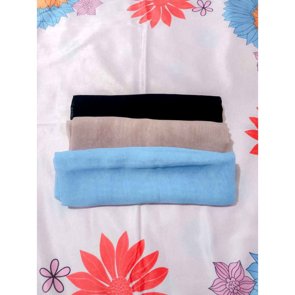 Hijab Bella Square Premium Murah Segi Empat Polycotton hitam, nude rose, sky blue 110x110cm