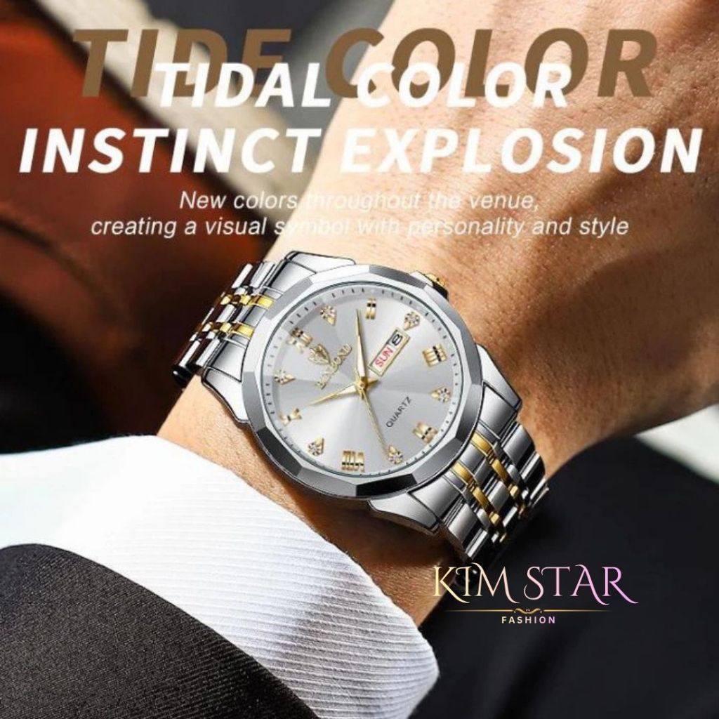 Jam Tangan pria mewah BINBOND Anti Air Stainless Steel Analog Original Casual Jam Tangan Rantai