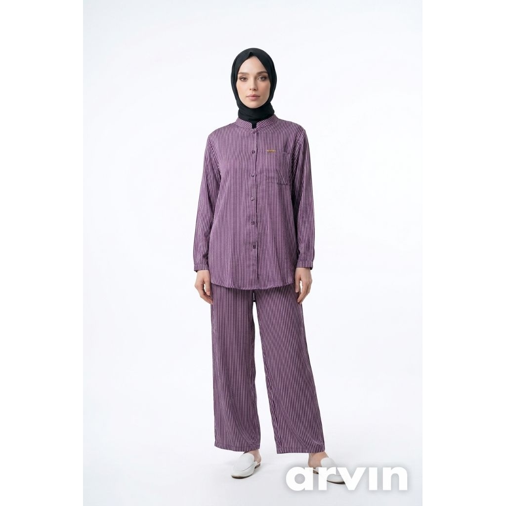 Setelan muslimah wanita perempuan cewek katun soft jeans tebal adem atasan kemeja lipit belakang ld 