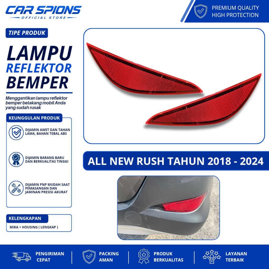 Reflektor Lampu Bemper Belakang Mobil Rush Tahun 2018-2024 Mata Kucing Bemper belakang Rush
