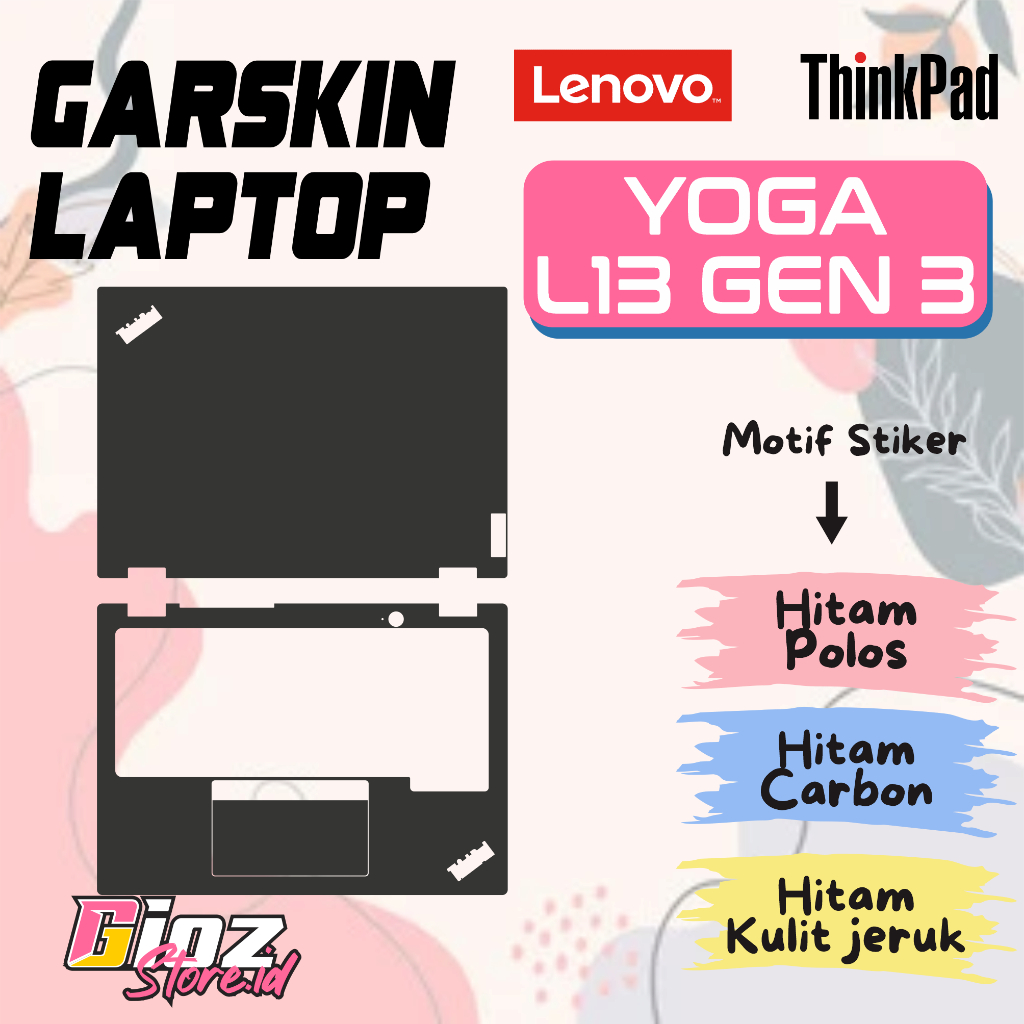 Garskin Lenovo Thinkpad Yoga L13 Gen 3 Stiker Laptop hitam doff