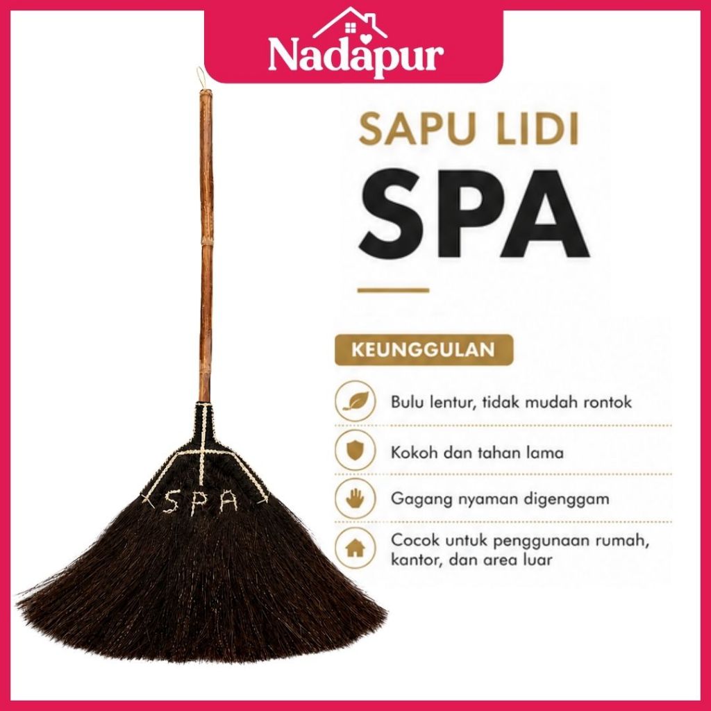 Sapu Ijuk SPA Asli Gagang Rotan Khas Tasikmalaya Sapu Lantai Rumah Tangga Handmade Kuat dan Awet Dig