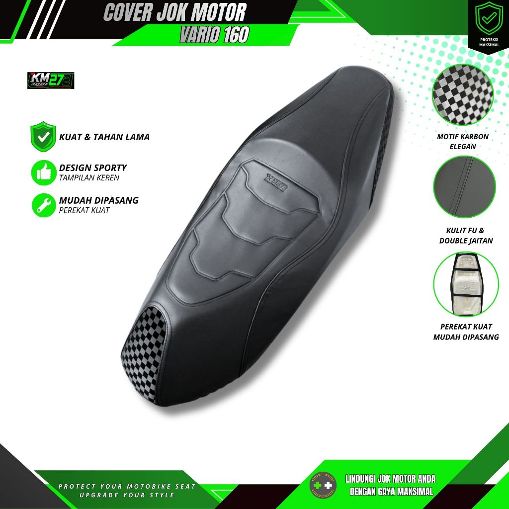 KM272 Sarung Jok Motor Vario 160 Bahan Tebal Mudah Dipasang | Cover Jok Portable Motor Vario 160