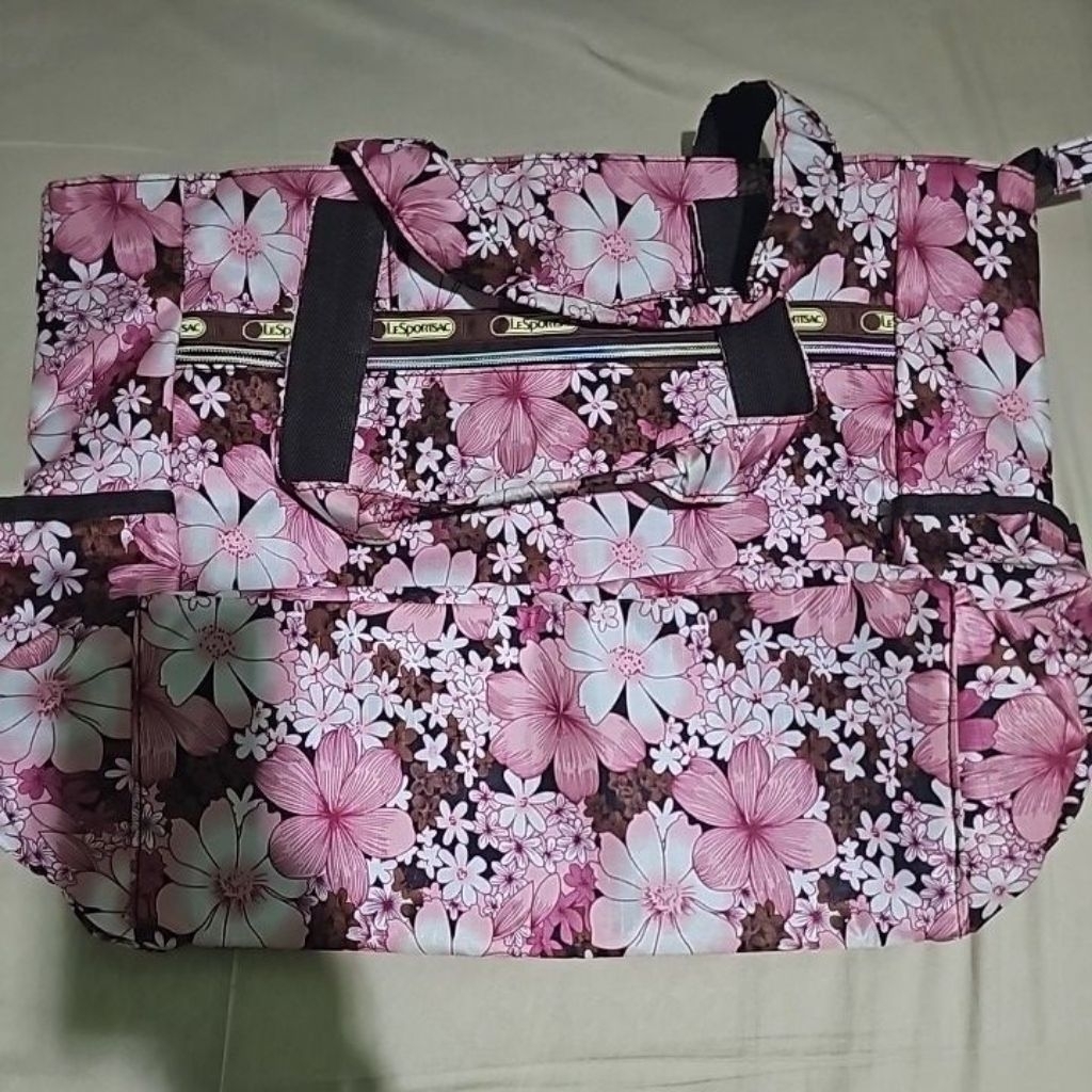 size 49x36x19cm handbag totebag lesportsac pink flower resleting new
