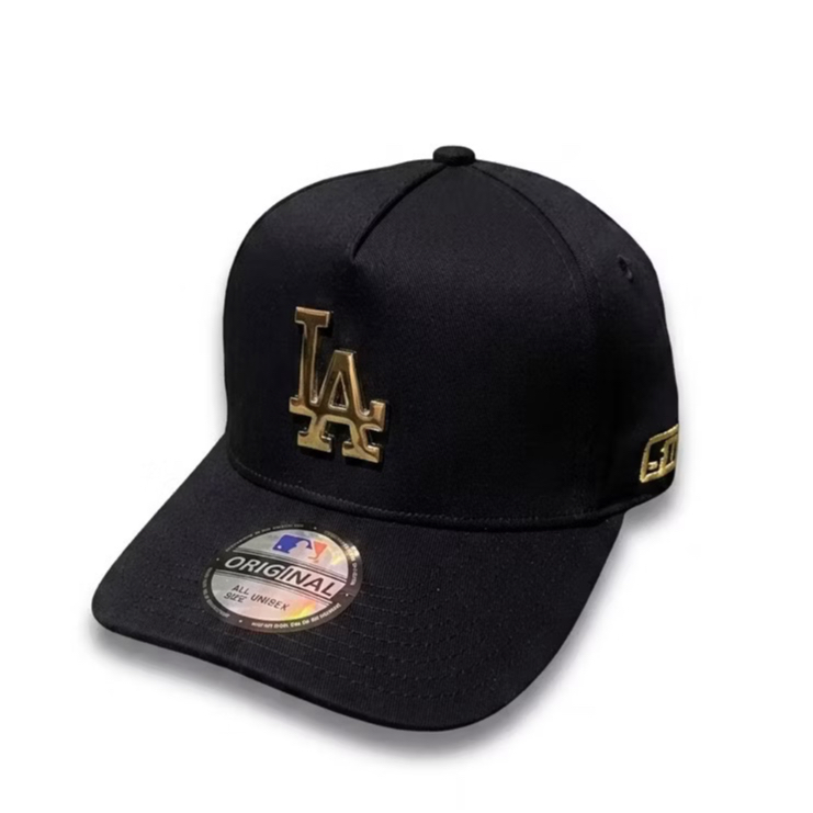 TOPI MLB LA METAL GOLD LOGO ORIGINAL BLACK CAPS / TOPI KASUAL / TOPI LOGO BESI LA