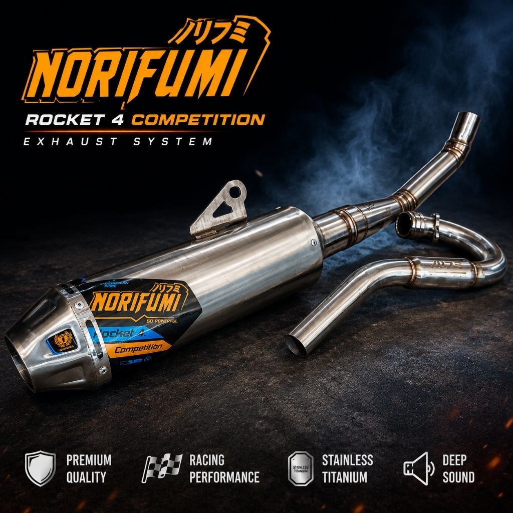 KNALPOT NORIFUMI ROCKET 4 KOMPETISI MOTOR CRF 150L/KLX 150/WR 155/DTRACKER 150/KLX TIGER/KLX MP