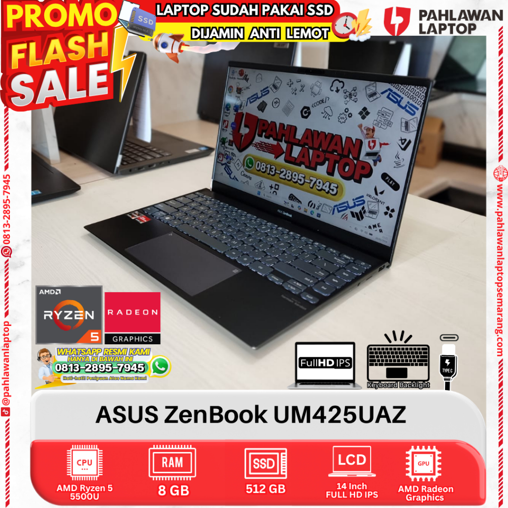 LAPTOP ASUS ZenBook UM425UAZ AMS Ryzen 5 RAM 8GB SSD 512GB