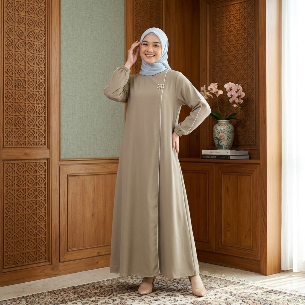 Gamis Model Polos Garis Samping