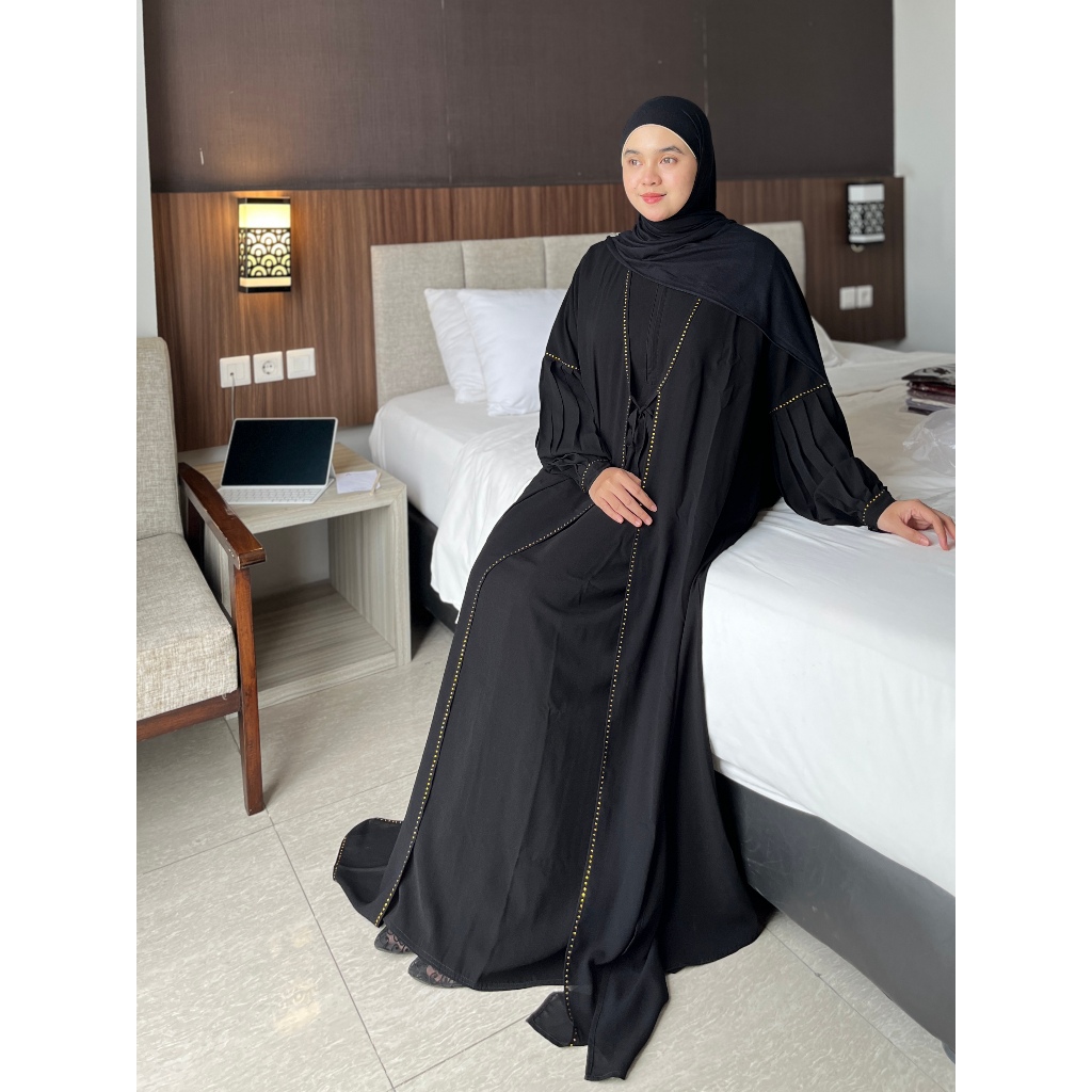 ABAYA HITAM ROMPI ALADIN | Abaya basic | Abaya Hitam | Abaya Arab | gamis terbaru  [ BISA COD ]