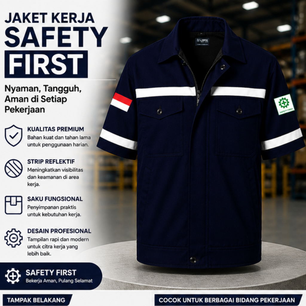 Libra - Baju Kemeja Wearpack Jaket Safety K3 Proyek Kerja Lapangan Outdoor Konstruksi Tambang Lengan